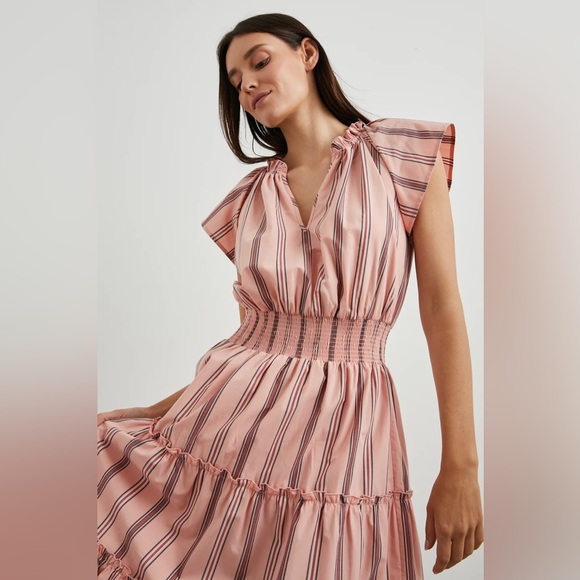 Rails Amelia Dress in Coral Navy Stripe SMALL NWT - Picture 2 of 8